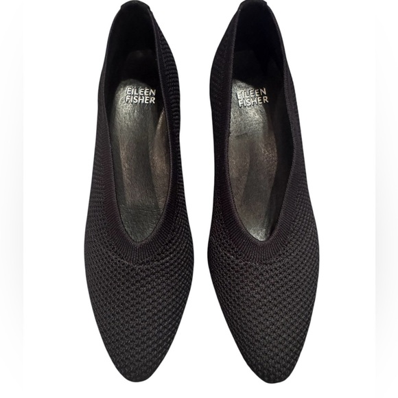 Eileen Fisher Black Gabby Stretch Knit Pump Heel Shoe Sz 6.5 - Picture 1 of 8